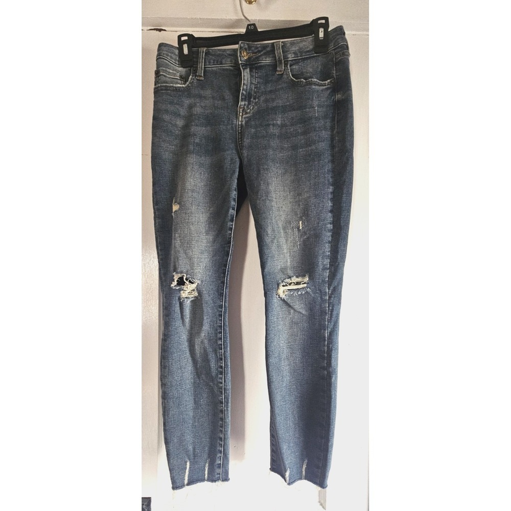 PISTOLA Jeans Blue Distressed Mid-Rise Raw Hem Ankle Skinny Size 28‎ Stretch